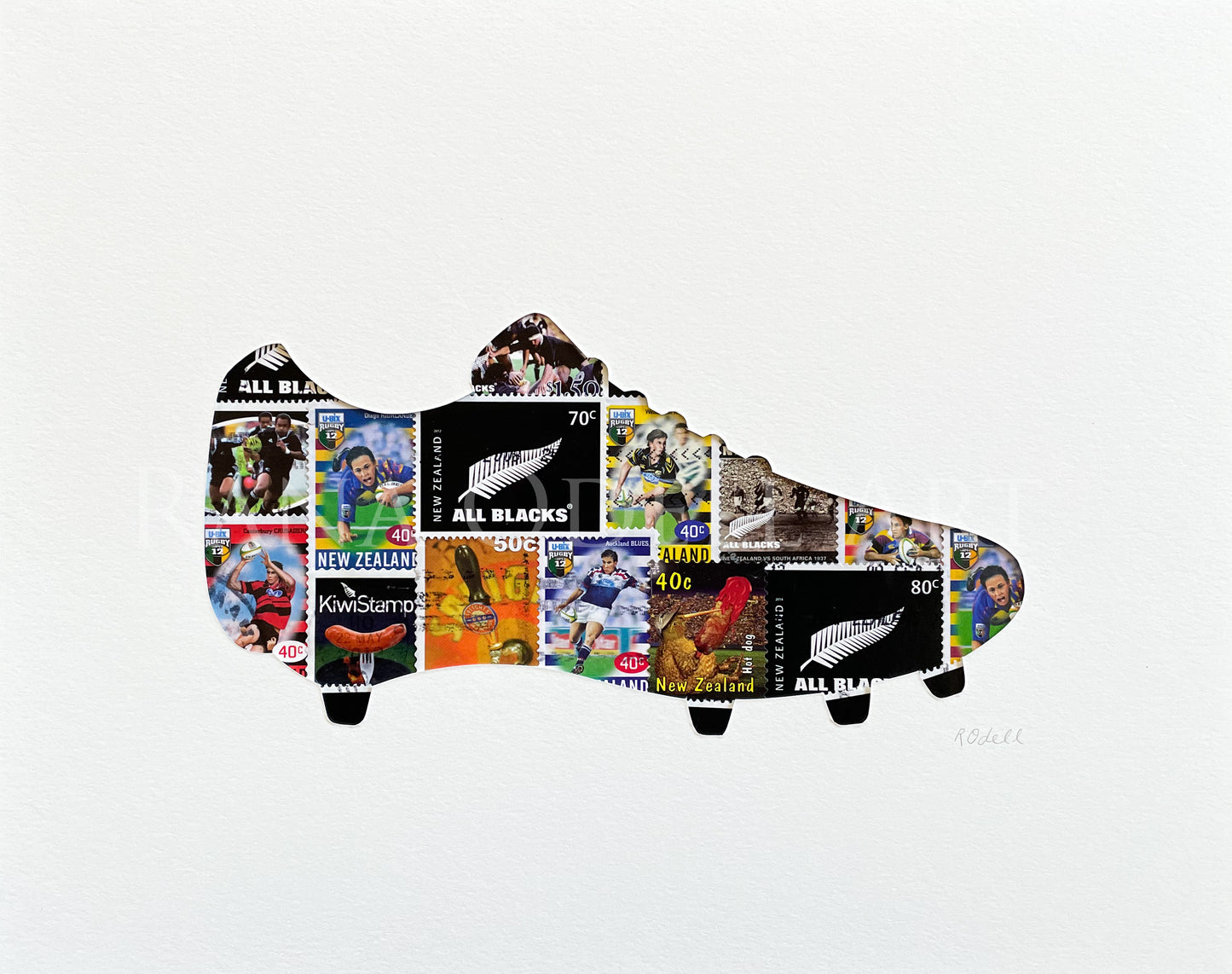 Rugby Boot - Super 12/All Blacks themed, 8x10 inches