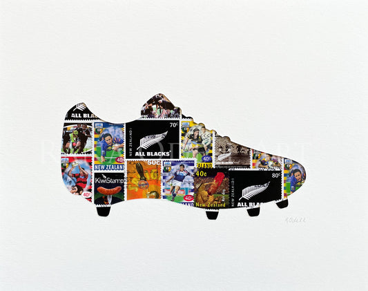 Rugby Boot - Super 12/All Blacks themed, 8x10 inches