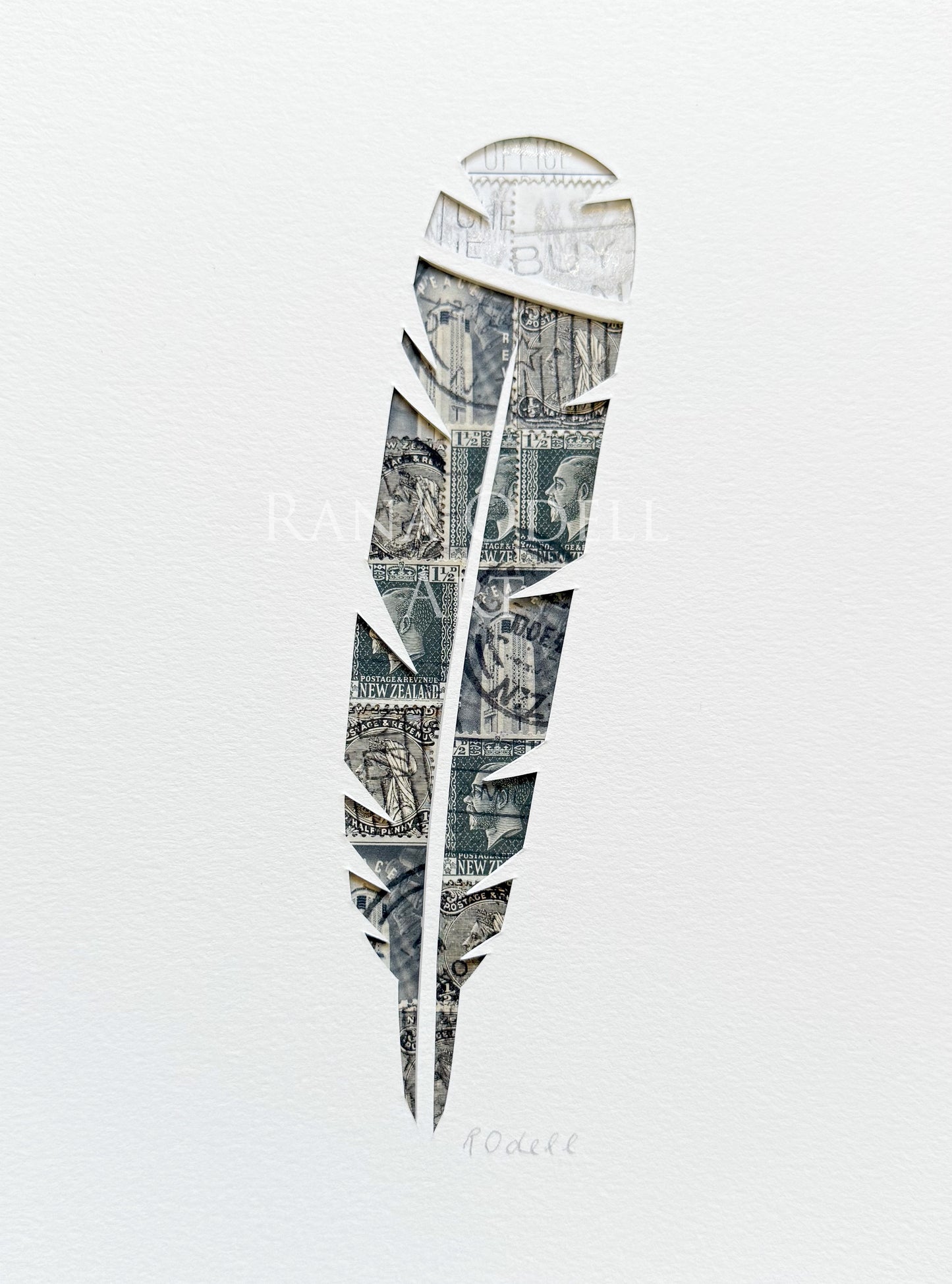 Huia Feather, 6x8 inches