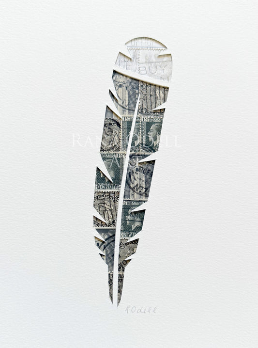 Huia Feather, 6x8 inches
