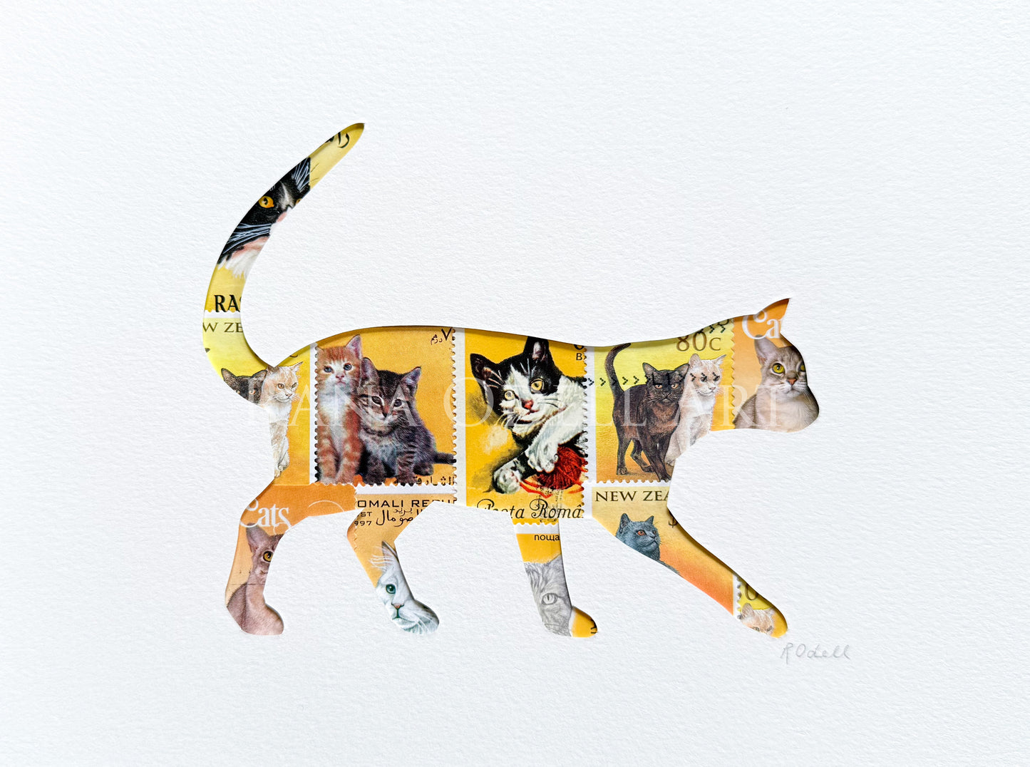 Cat - yellow, 6x8 inches