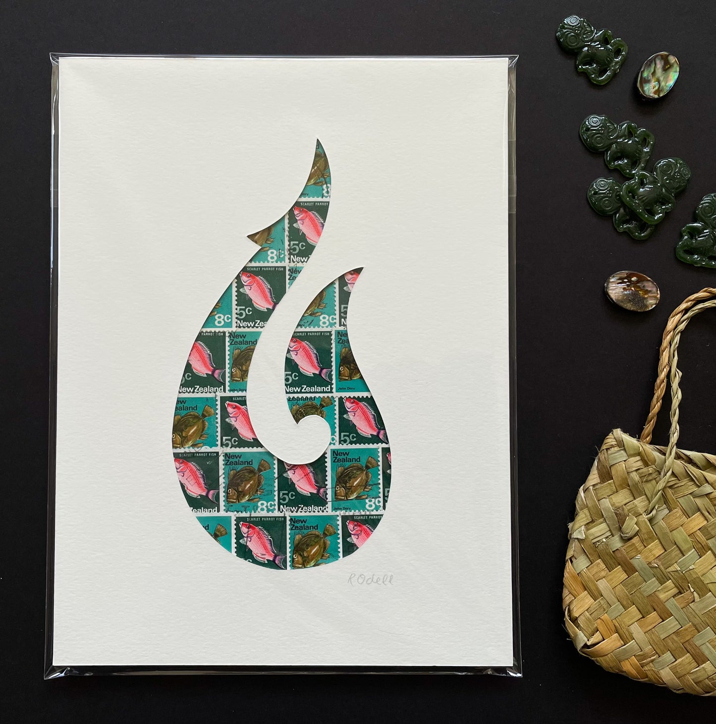 Hei Matau - fish hook, 6x8 inches