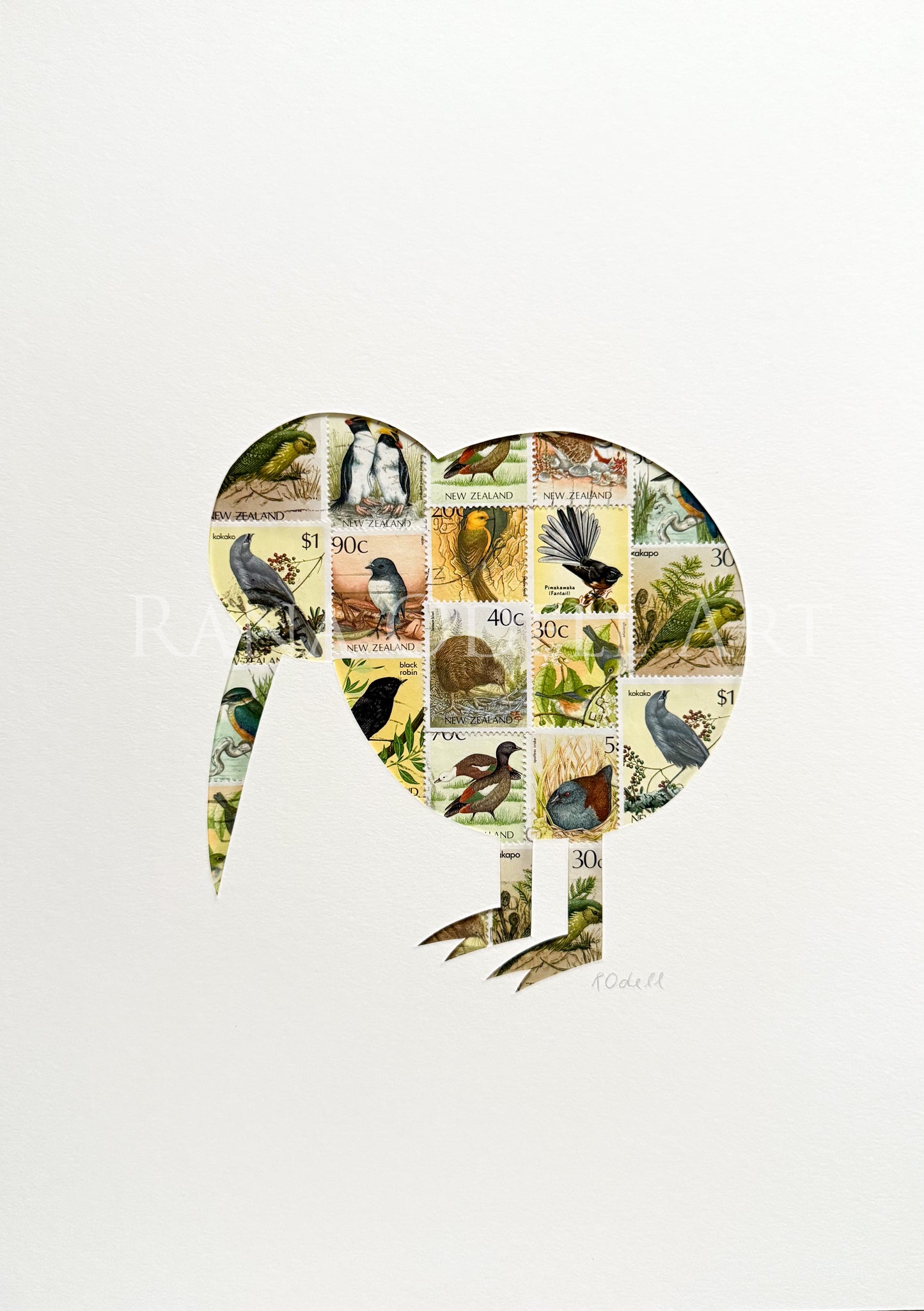 NZ Kiwi, bird stamps, A4