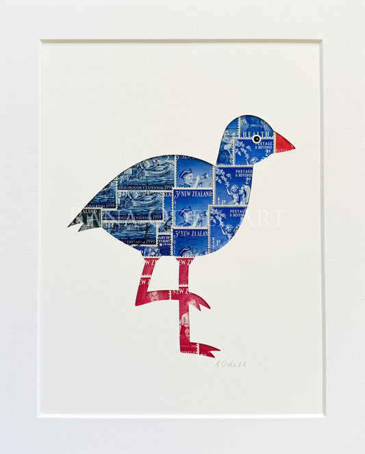 Pukeko, 8x10 inches (small with border)
