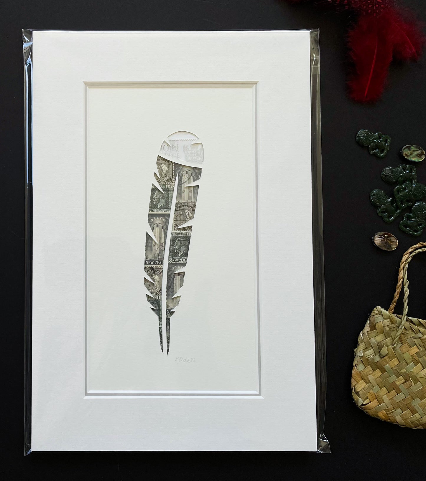 Huia Feather, 8x12 inches