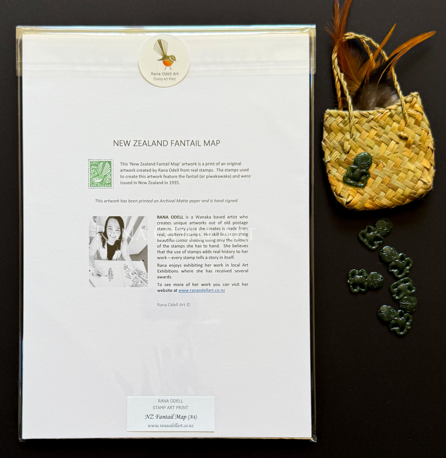 New Zealand Fantail Map, A4 Print