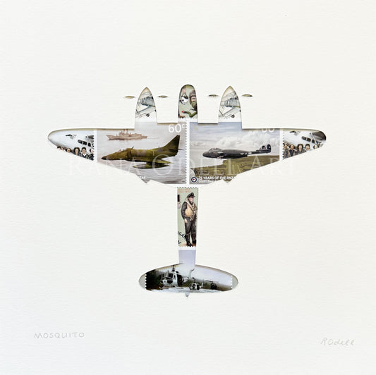 Mosquito plane - NZ stamps, 8x8 inches
