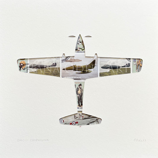 DHC-1 Chipmunk - NZ stamps, 8x8 inches