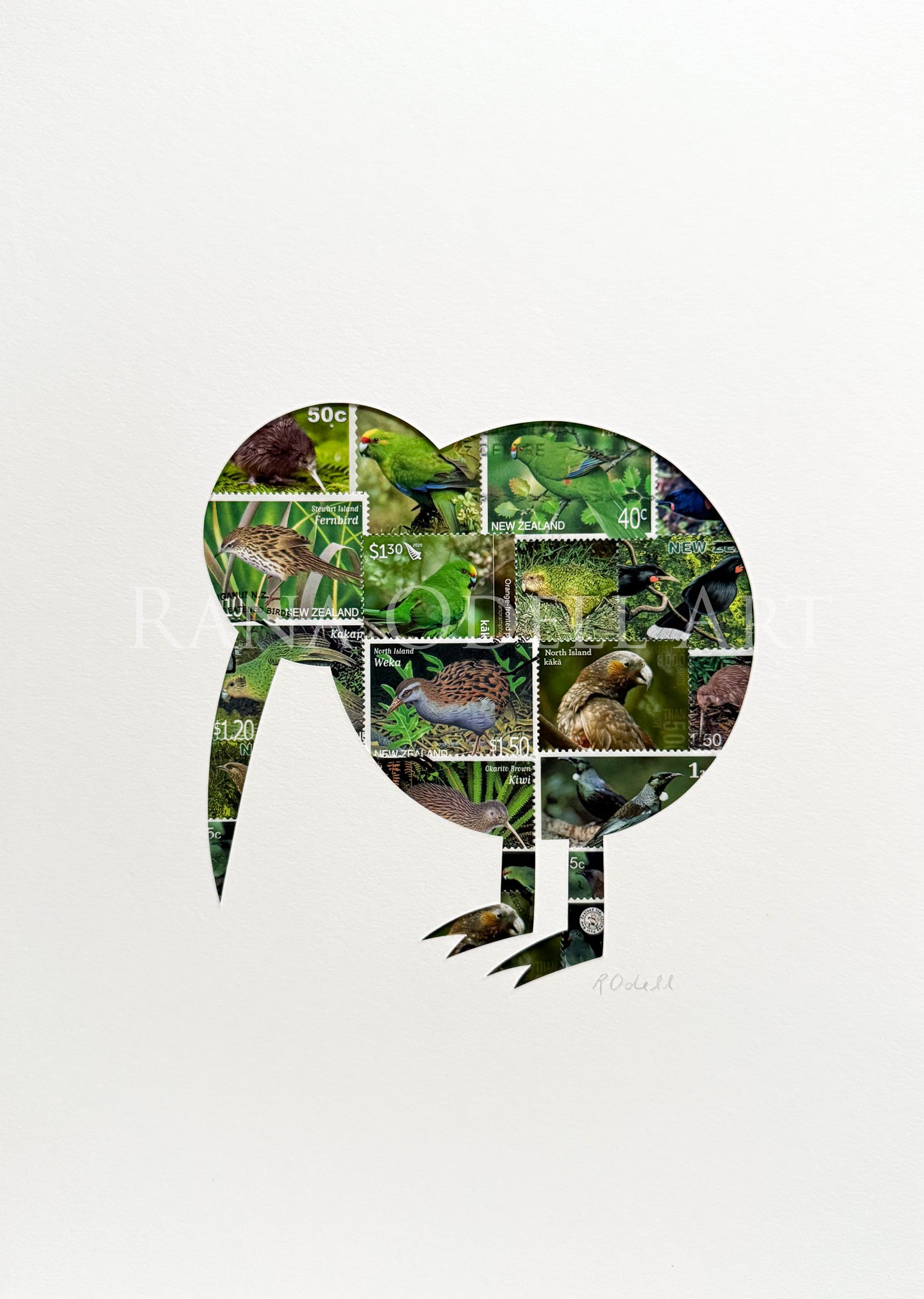NZ Kiwi, bird stamps, A4