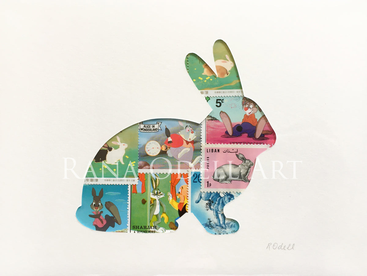 Rabbit - cartoon rabbit stamps, 6x8 inches
