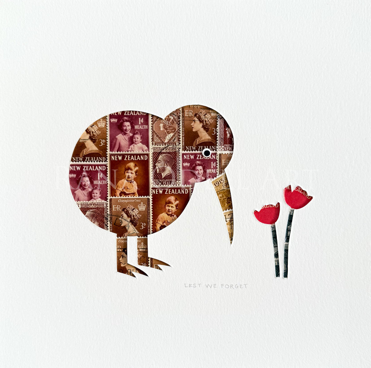 Kiwi - Lest We Forget, 8x8 inches