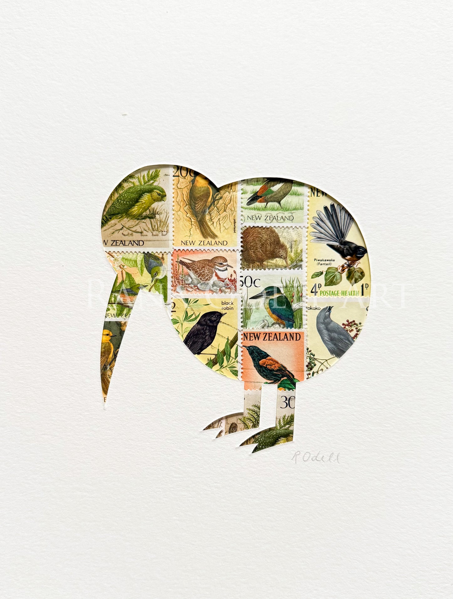 NZ Kiwi, bird stamps, 6x8 inches