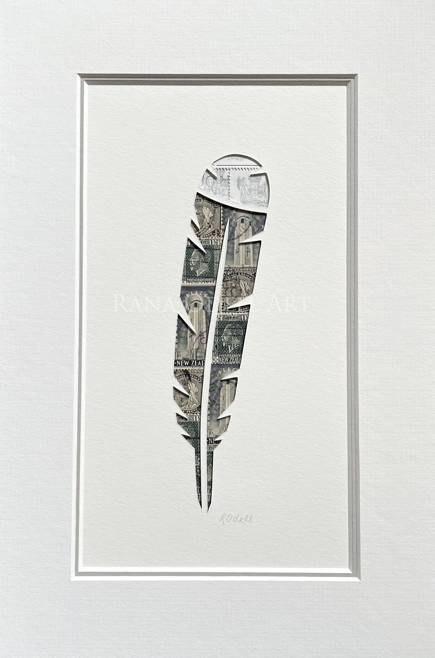 Huia Feather, 8x12 inches
