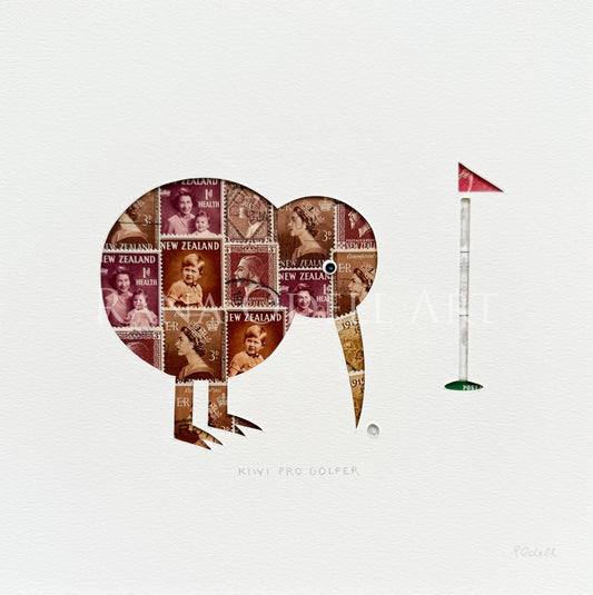 Kiwi Pro Golfer, 8x8 inches