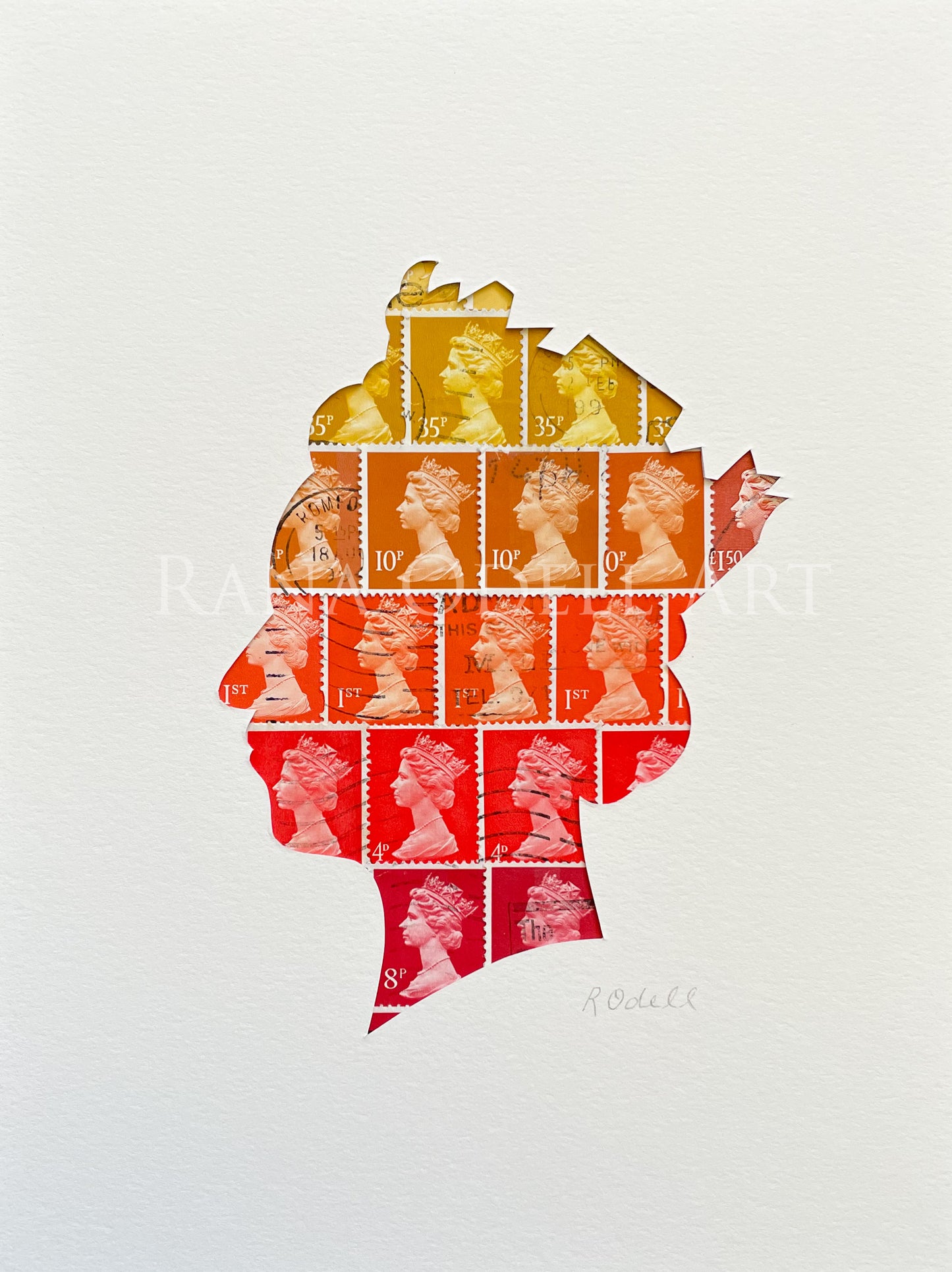 QEII - orange, 6x8 inches
