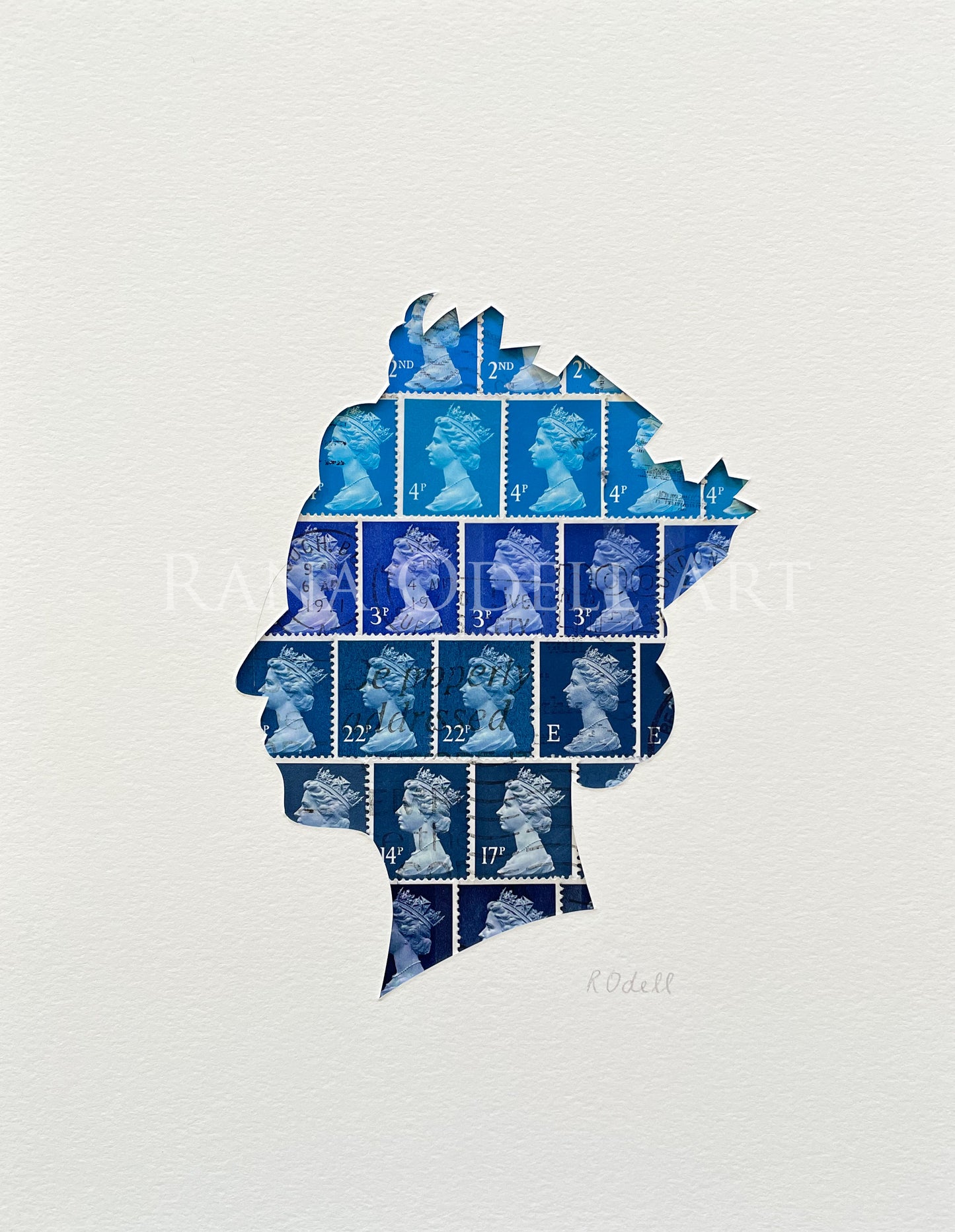 QEII - blue, 23x18cm