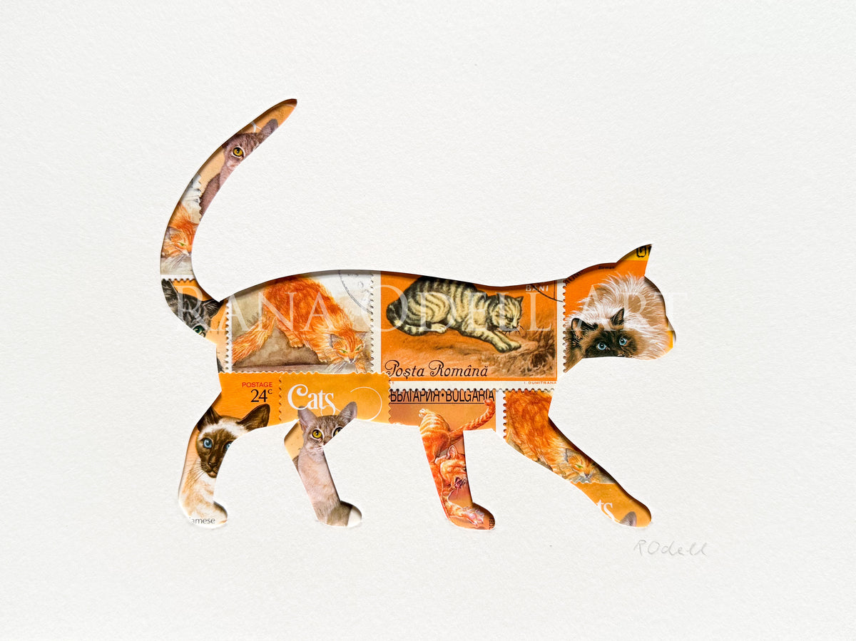 Cat - orange, 6x8 inches