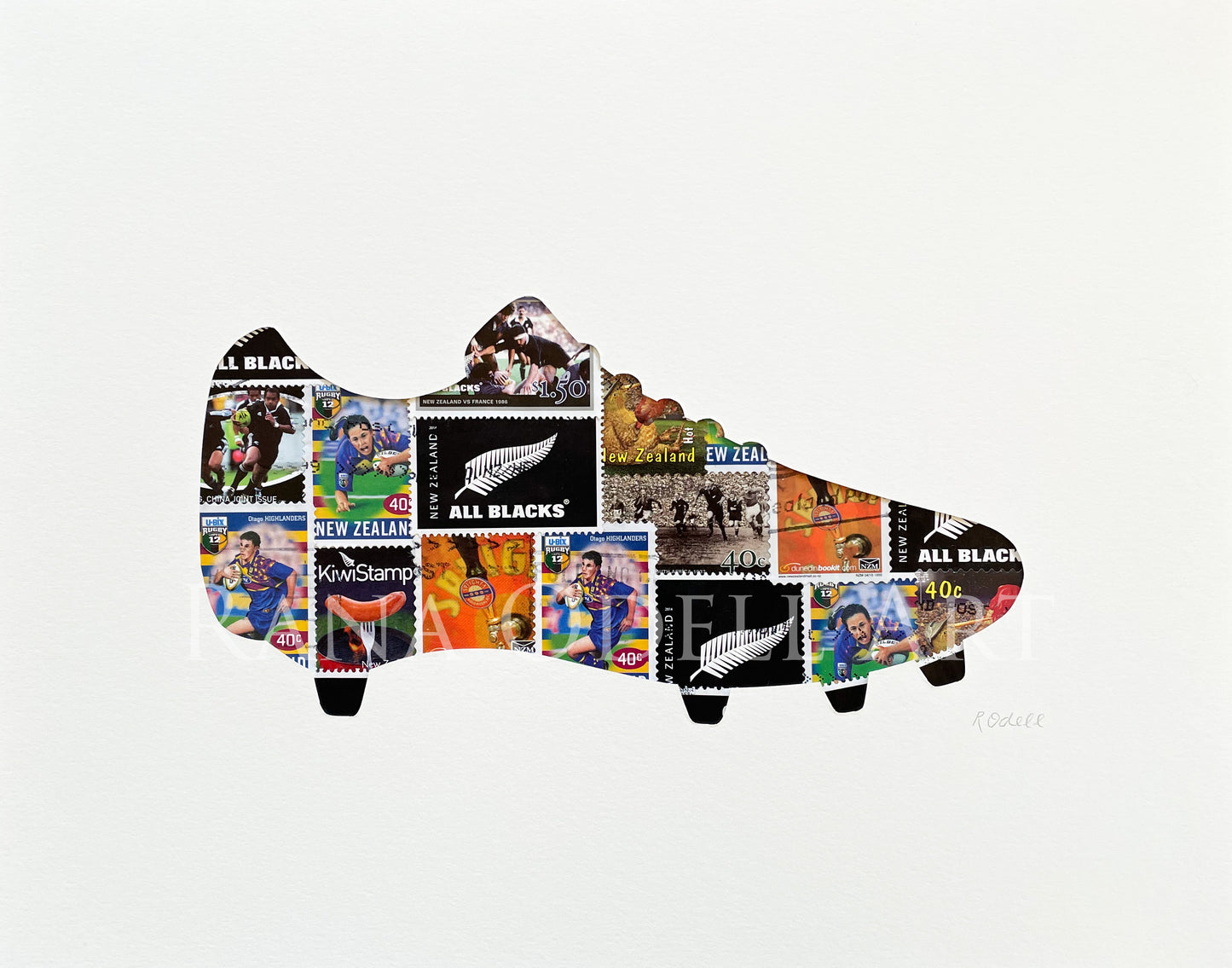 Rugby Boot - Highlanders/All Blacks themed, 8x10 inches
