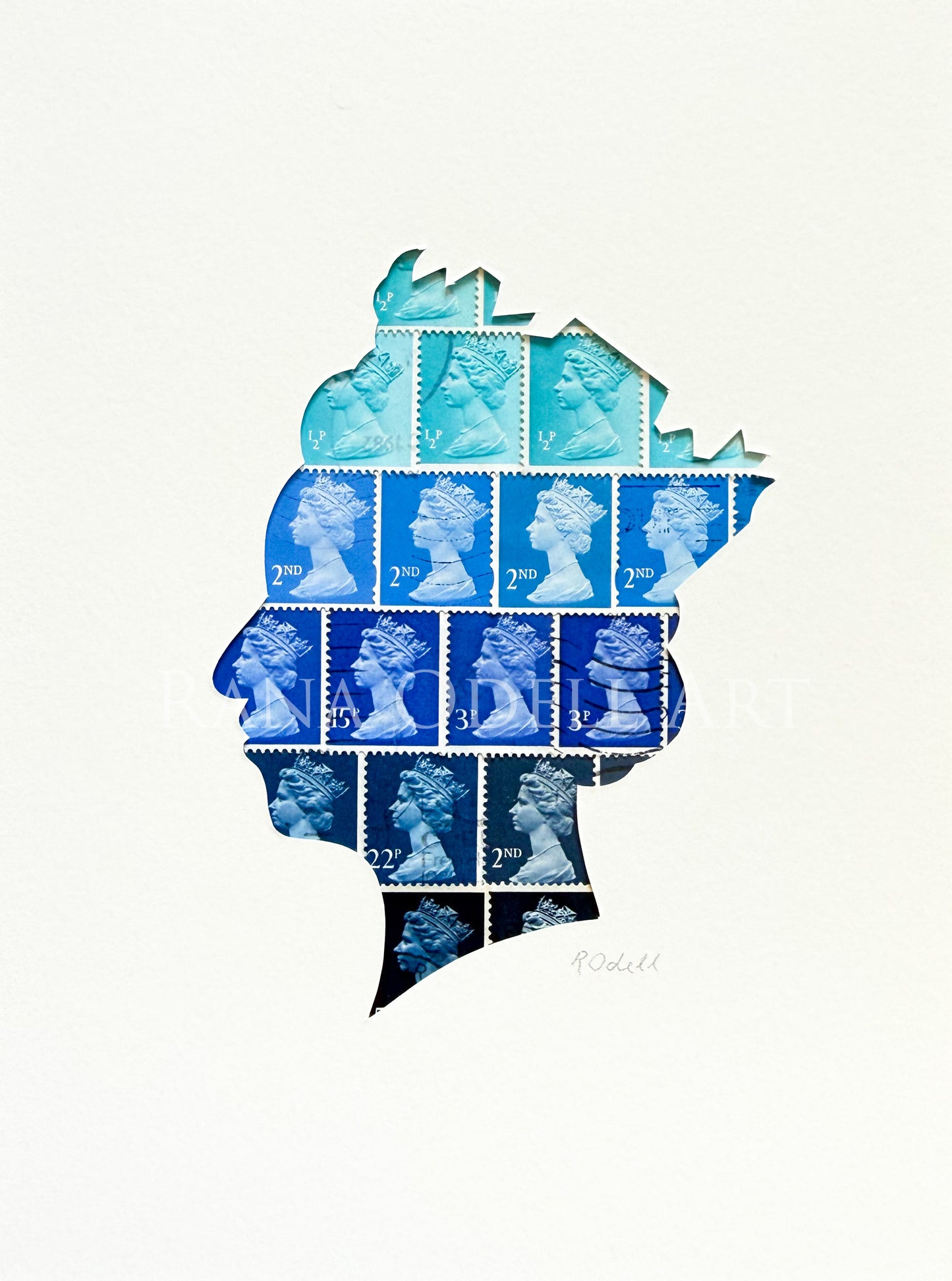 QEII - blue, 6x8 inches