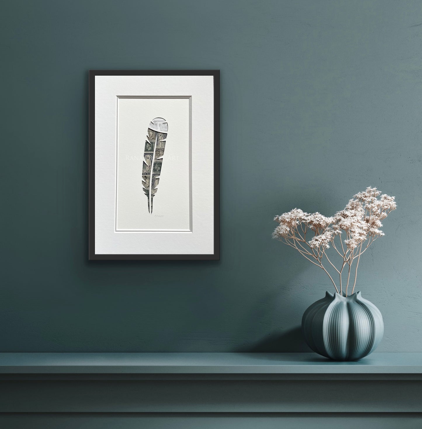 Huia Feather, 8x12 inches