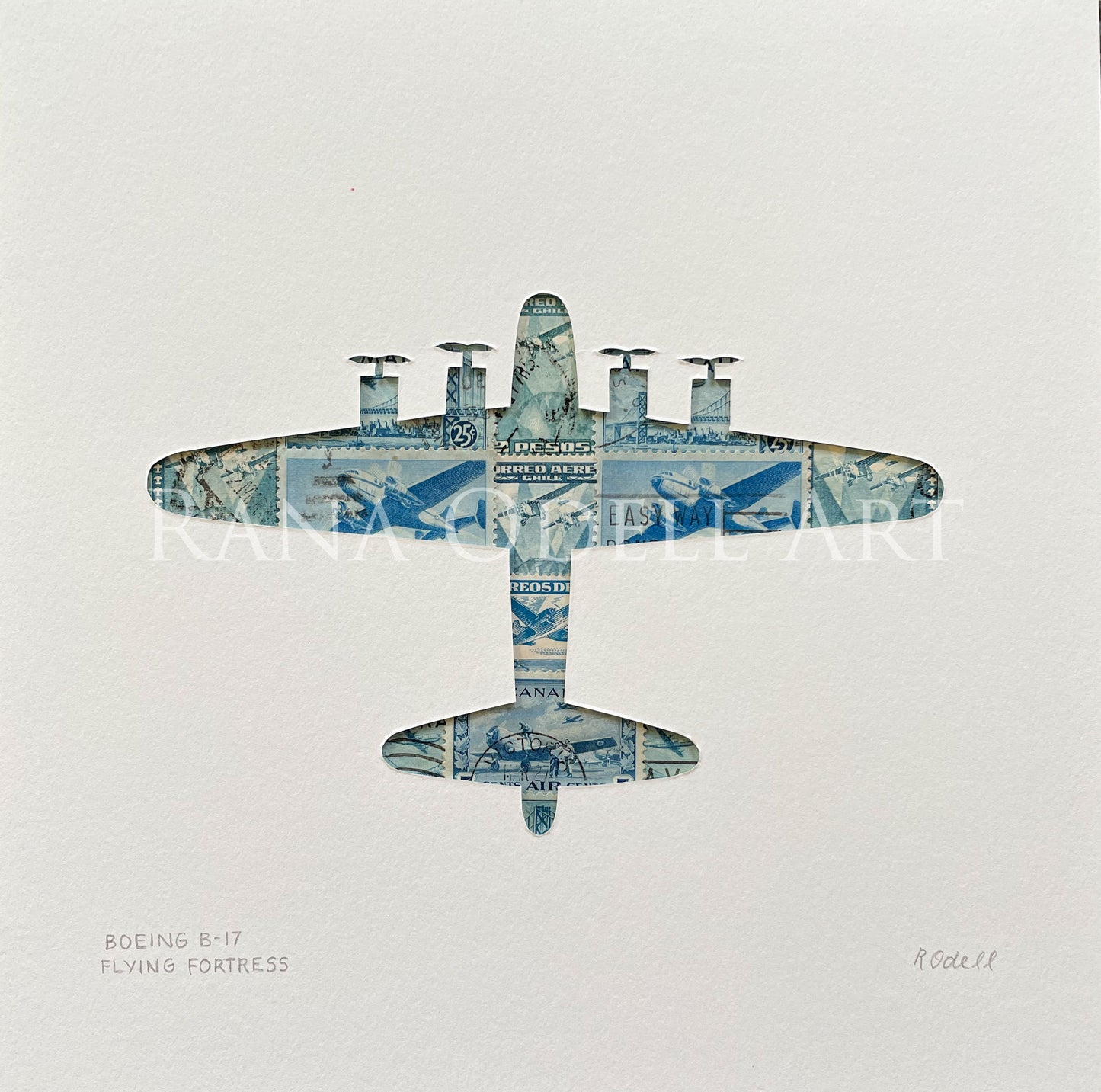 B-17, 8x8 inches
