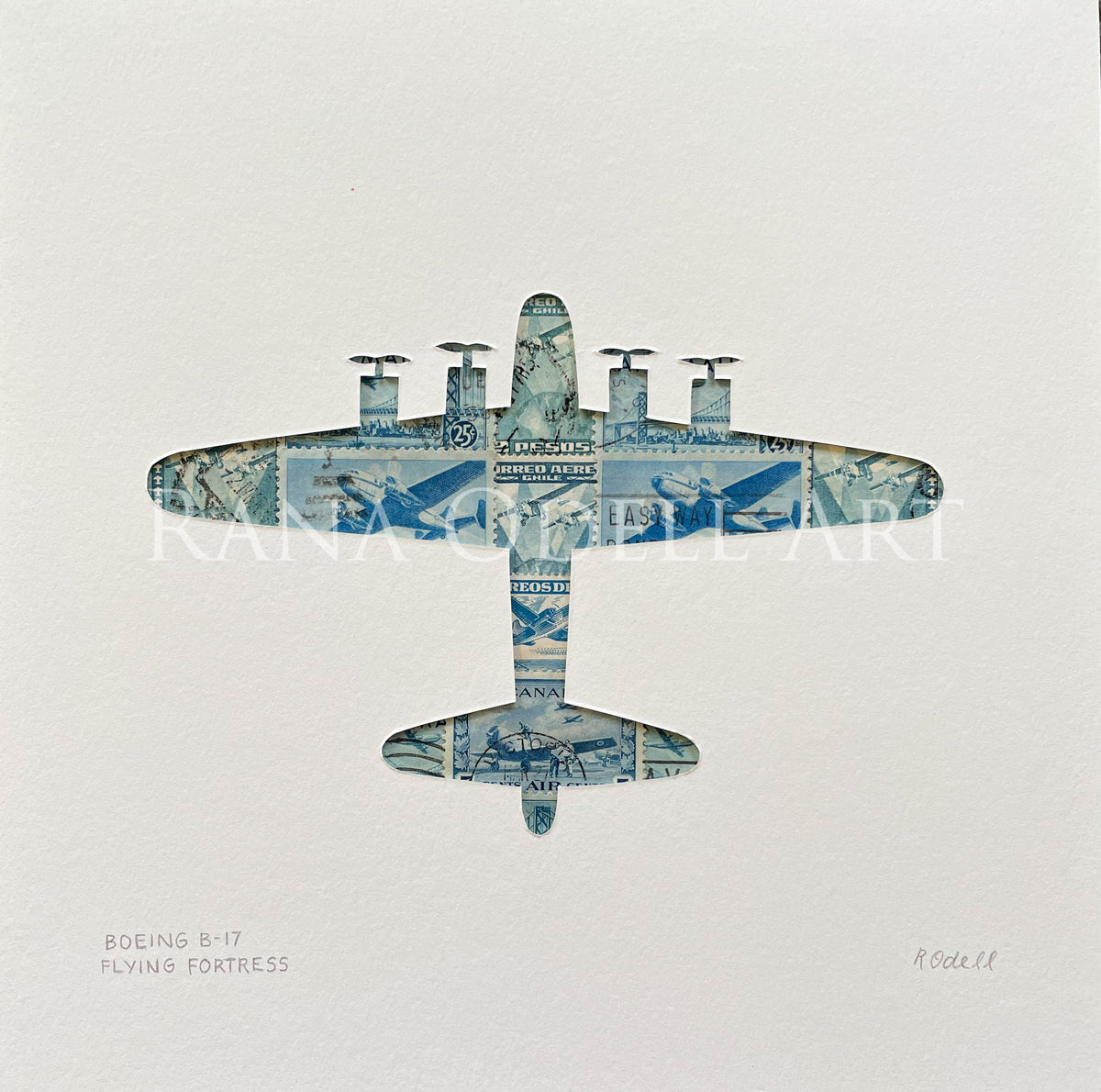B-17, 8x8 inches