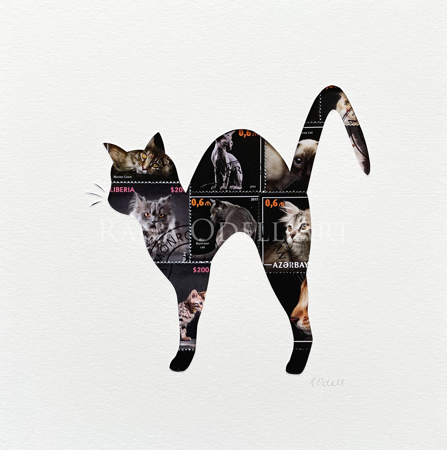 Halloween Kittie - black cat, 8x8 inches
