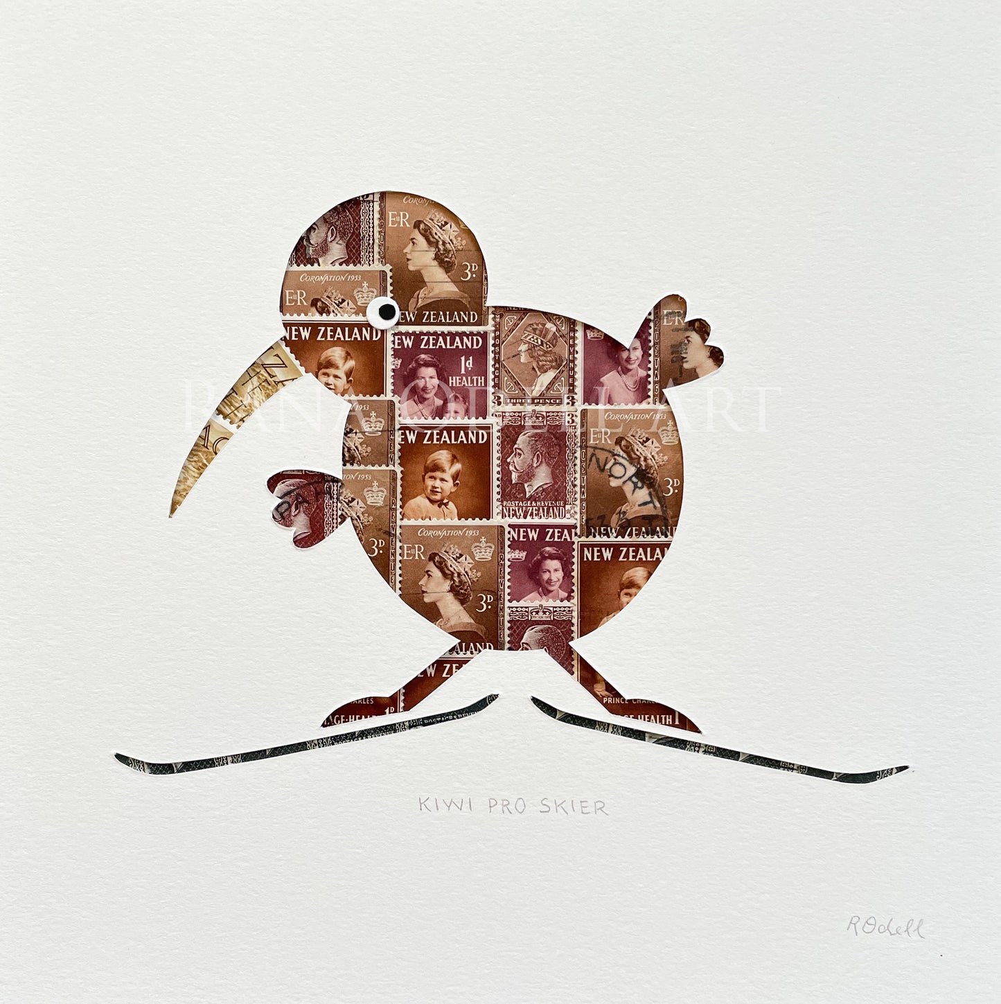 Kiwi Pro Skier, 8x8 inches