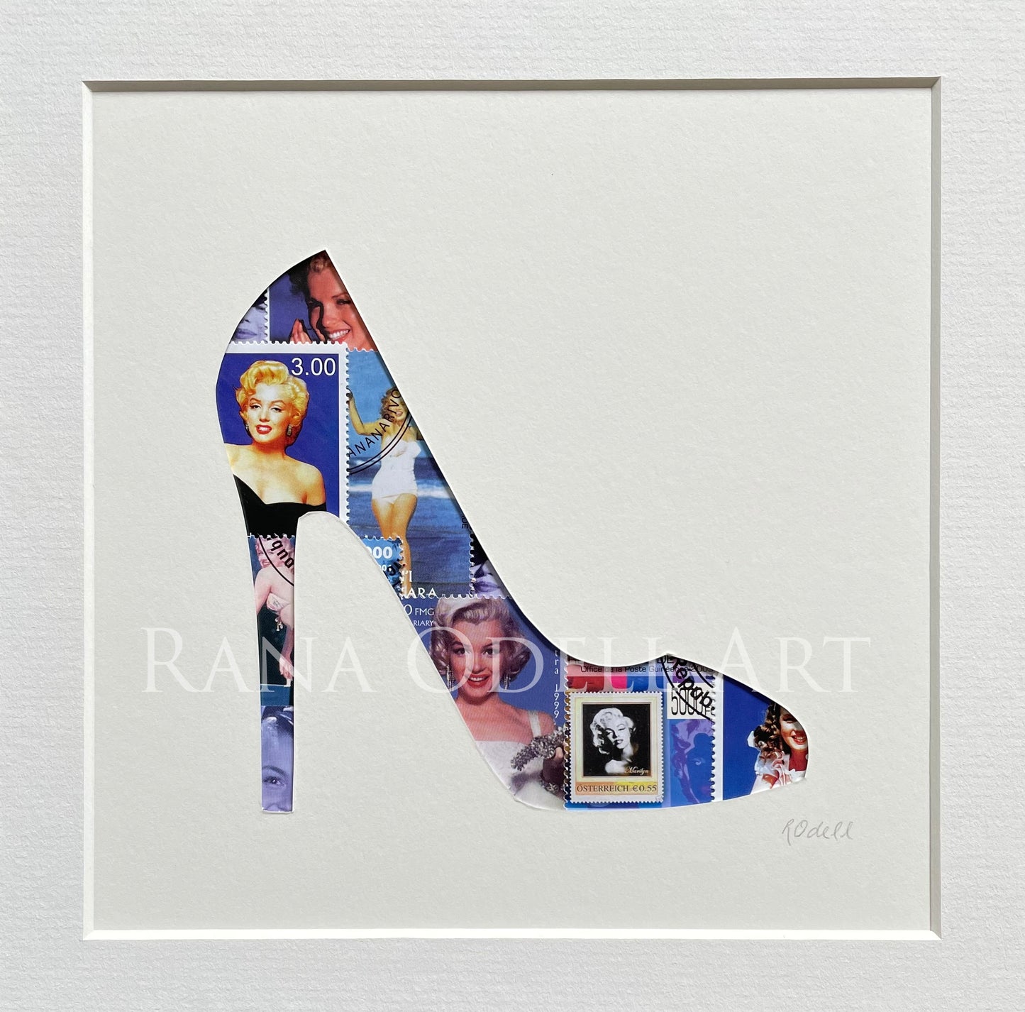 Marilyn High Heel - blue, 8x8 inches