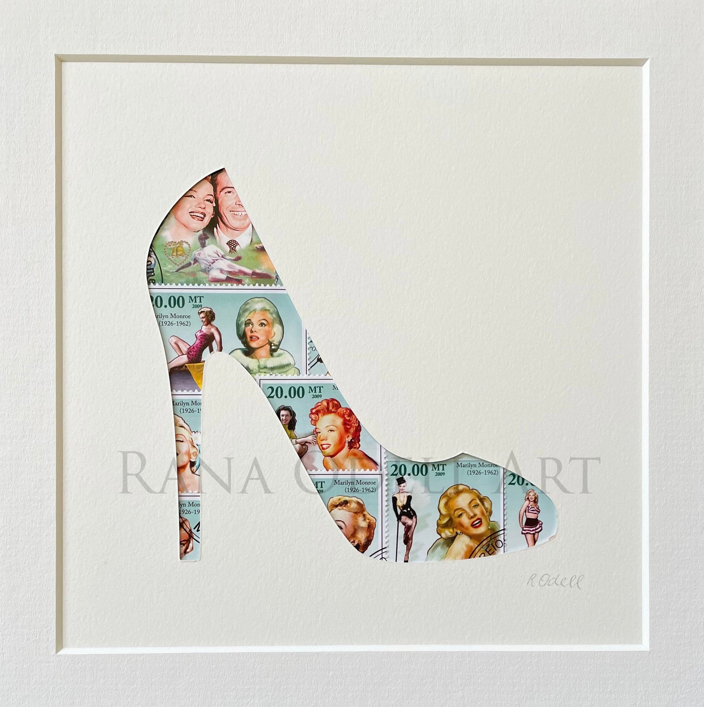 Marilyn High Heel - mint green, 8x8 inches