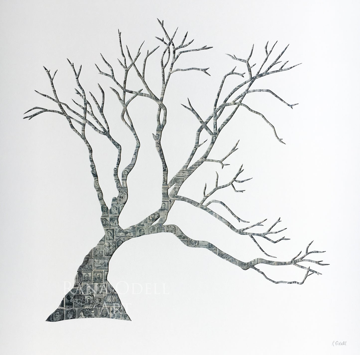 Wanaka Tree - grey/blue, 77x77cm