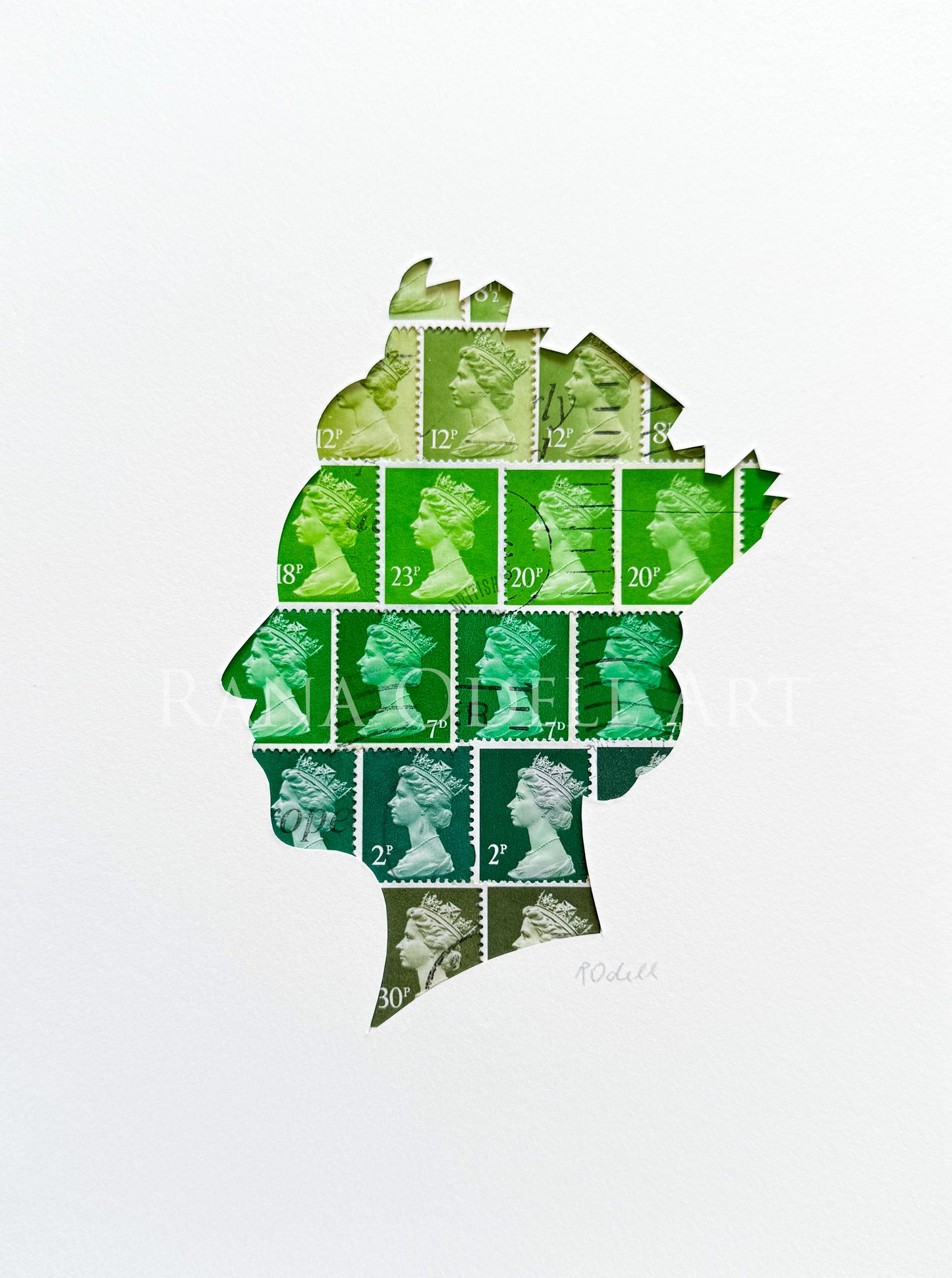 QEII - green, 6x8 inches