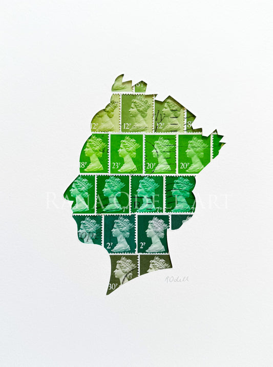 QEII - green, 6x8 inches