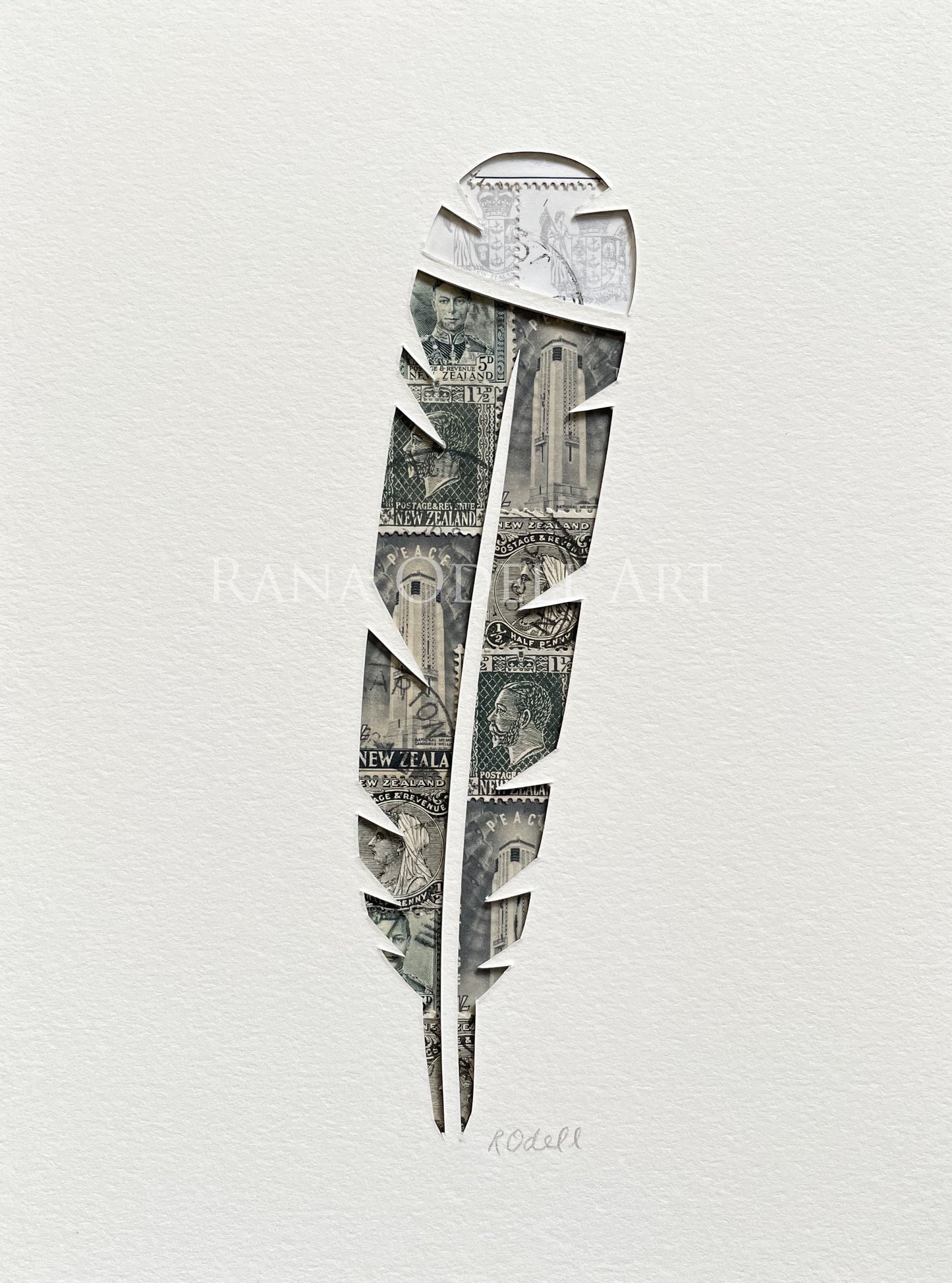 Huia Feather, 6x8 inches