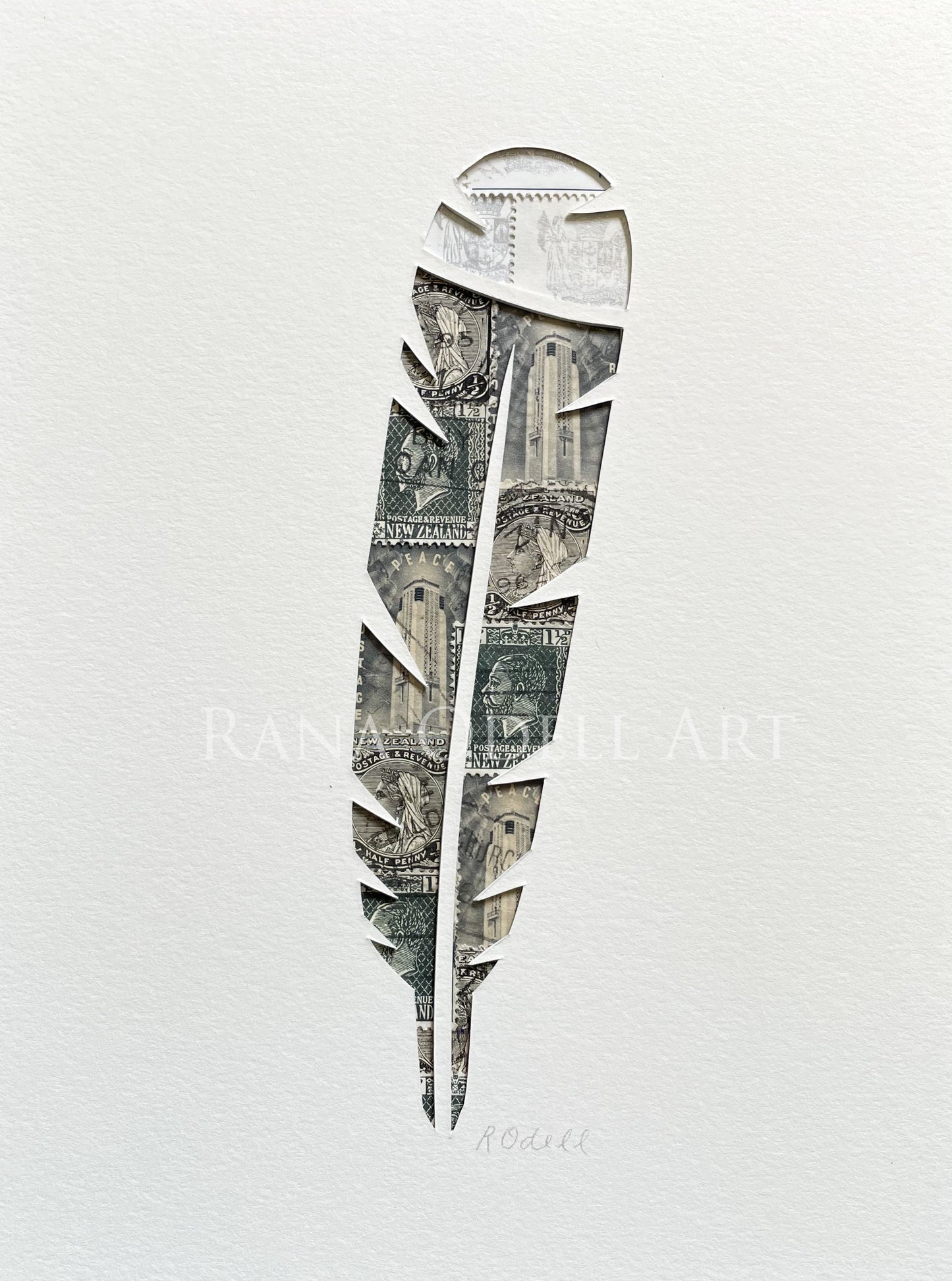 Huia Feather, 6x8 inches