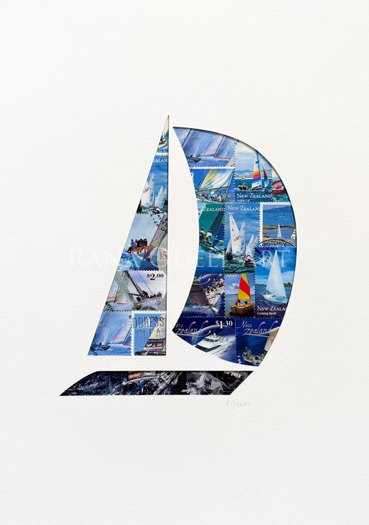Yacht - NZ stamps, A4
