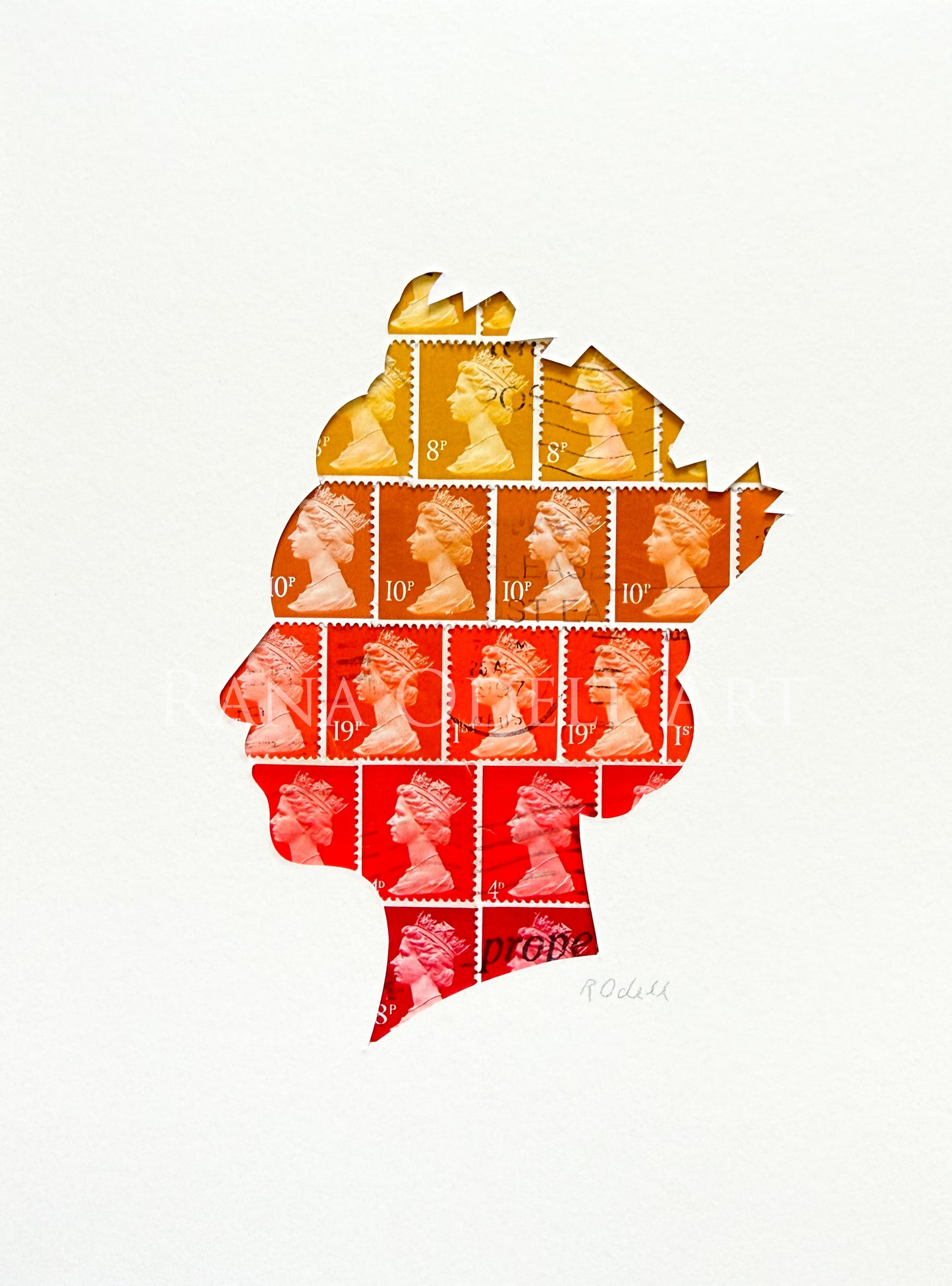 QEII - orange, 6x8 inches