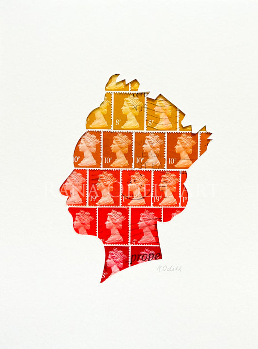 QEII - orange, 6x8 inches