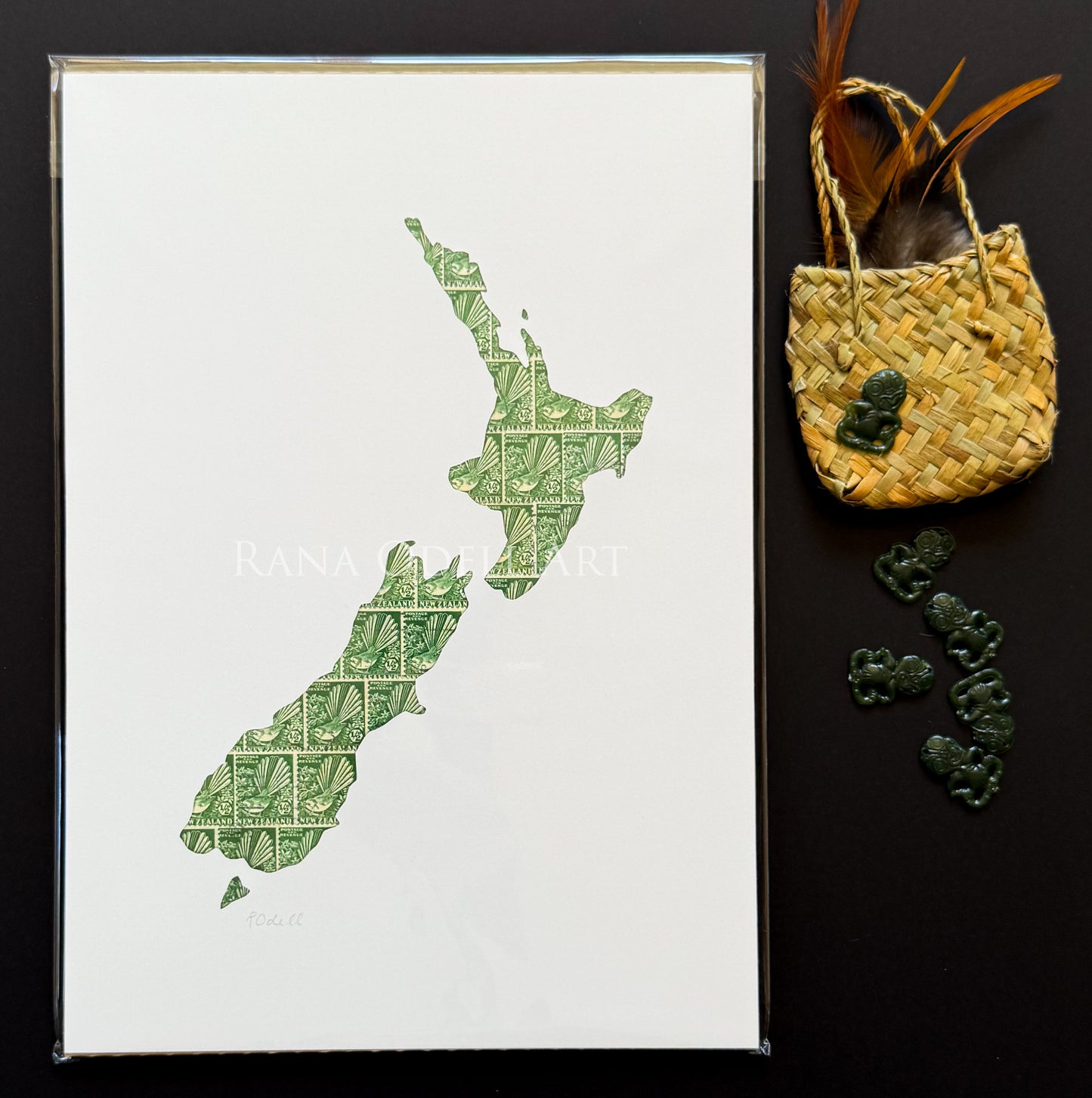 New Zealand Fantail Map, A4 Print