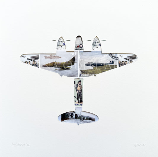 Mosquito plane - NZ stamps, 8x8 inches