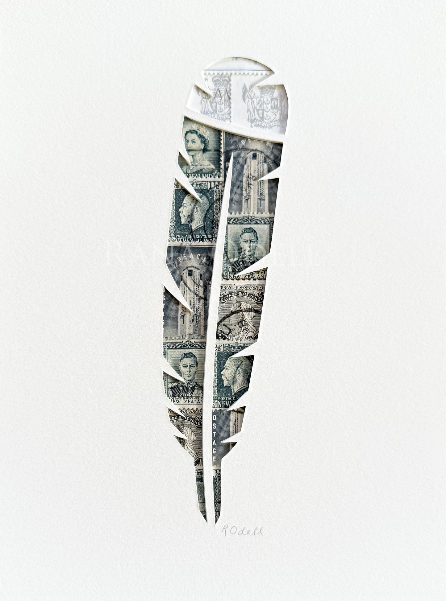 Huia Feather, 6x8 inches