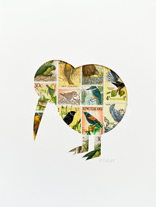 NZ Kiwi, bird stamps, 6x8 inches