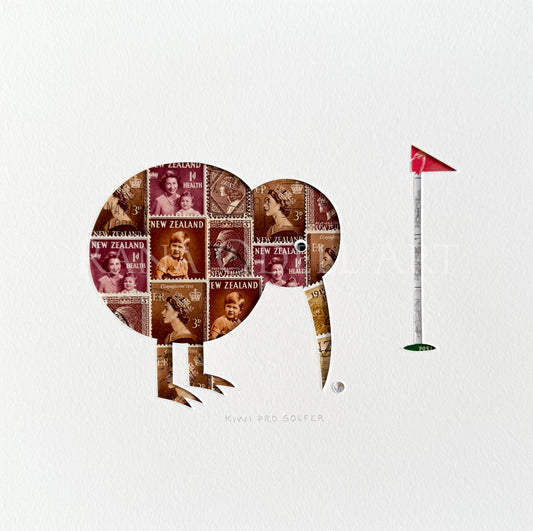 Kiwi Pro Golfer, 8x8 inches
