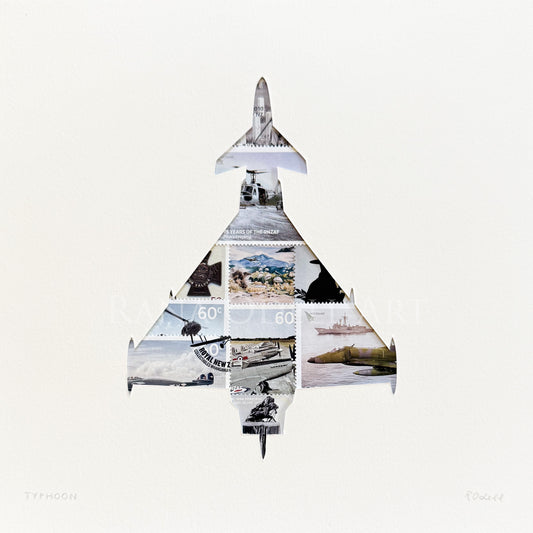 Typhoon plane - NZ stamps, 8x8 inches